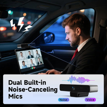 HORION 4K Webcam with Microphone, Auto Framing Camera for PC, 10X EPTZ Zoom, Plug & Play USB 3.0,Video with Dual AI Noise-Canceling Mic, for Video Conference, Streaming, PC/Mac/Linux, HC-5M