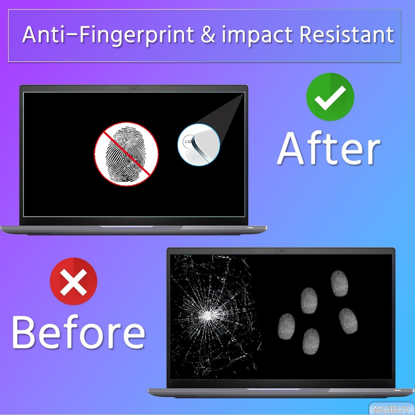 MUBUY-GOL Tempered Glass Screen Protector for 16" Samsung Galaxy Book4/5 Pro & Pro 360, Galaxy Book4 Ultra & Edge Laptops - 9H Hardness, Anti-Scratch Protection
