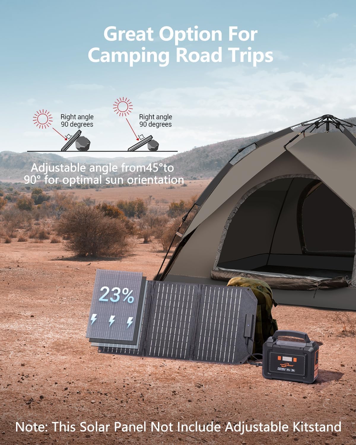 MARBERO 30W Solar Charger >23% High Efficiency Foldable Portable Solar Panel for Power Station Phones Tablets 2 USB Ports & DC Fast Charging IP65 Waterproof for Camping Outdoor Backpacking Cloudy