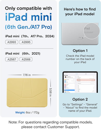 MOFT Dynamic Folio Case for iPad mini 7 A17 Pro 2024 & iPad mini 6th A15 2021, 8.3 Inch Silm Magnetic Stand Case with 20+ Viewing Angles, Auto Wake/Sleep, Ultra Thin, Panna Cotta x Faded Jeans