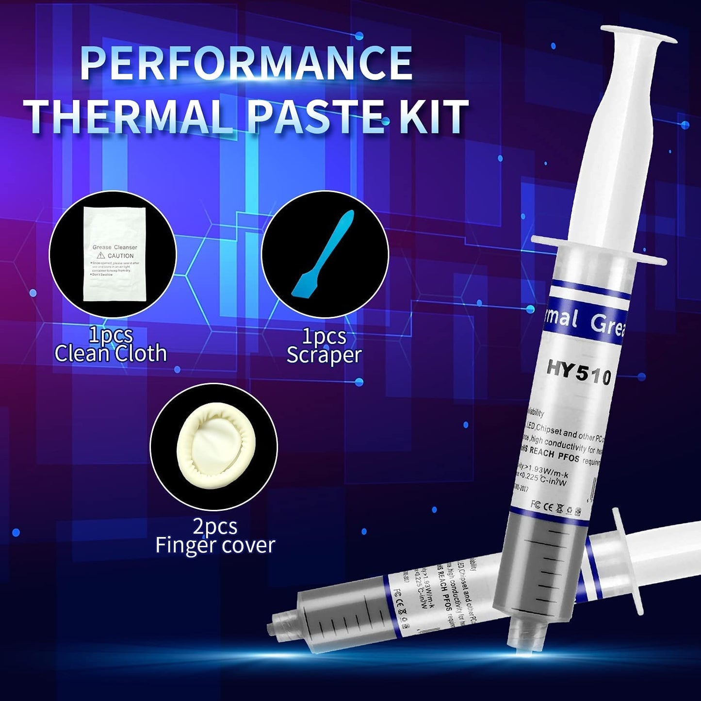 HY510-50g (25g*2) Thermal Conductivity: >1.93W/m-k CPU Thermal heatsink Paste Silicone Grease Compound Non-Conductive for pc CPU gpu PS4 50 Gram
