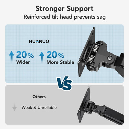 HUANUO 49 inch Ultrawide Monitor Wall Mount, Heavy Duty Screen Arm with Premium Aluminum, Supports up to 44 lbs, Gas Spring Wall Mount Monitor Arm for Height Adjustment, Tilt, Swivel, Rotate