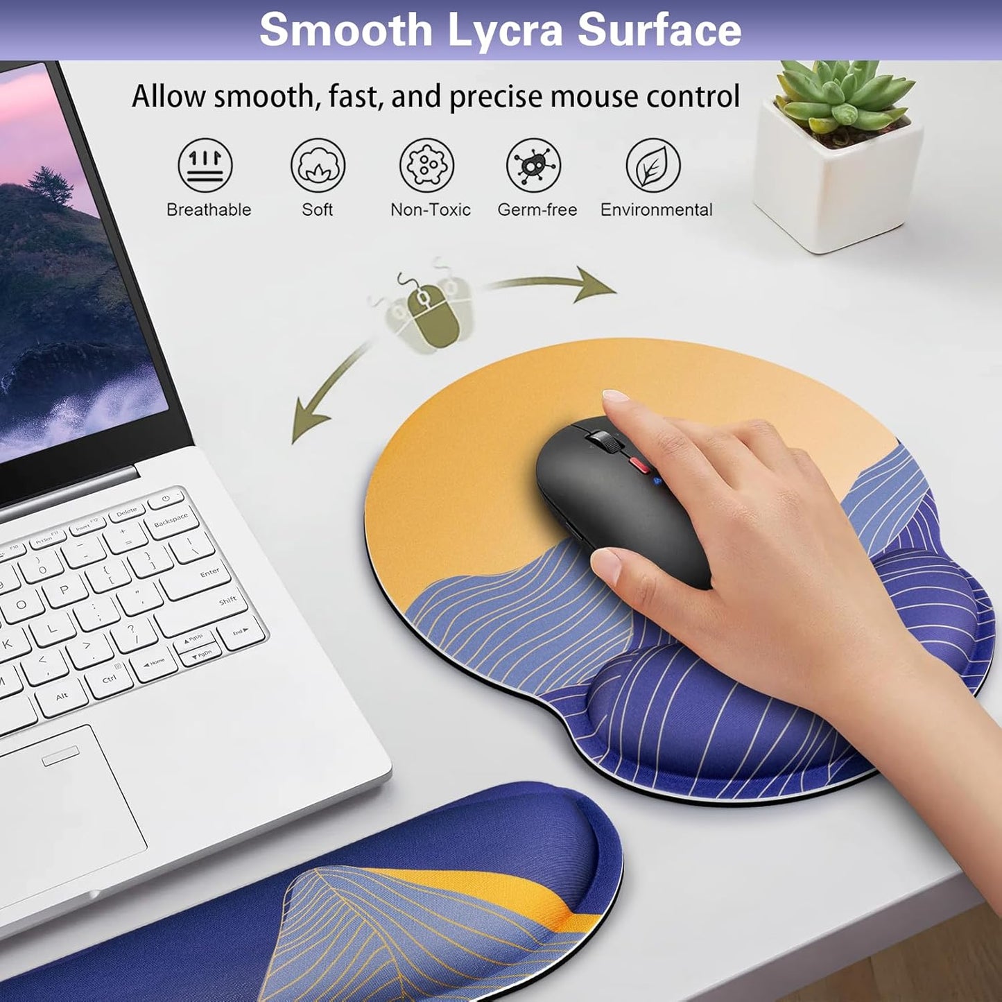 Ergonomic Keyboard Wrist Rest, Mouse Pad with Wrist Rest Anime, Cat Gaming Mousepad with Wrist Support, Memory Foam Wrist Rest Set for Computer Keyboard, Funny Cute Office Desk Accessories