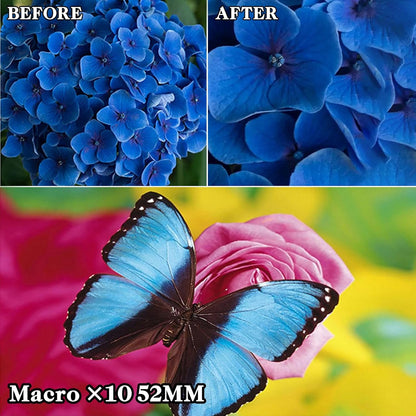 10 in 1 Cell Phone Camera Lens Kit, 52MM Clip-On CPL Phone Camera Lens Filter Kit Including 10x Macro, CPL Polarizer, 7 Colour Filters Compatible with iPhone and Other Phones