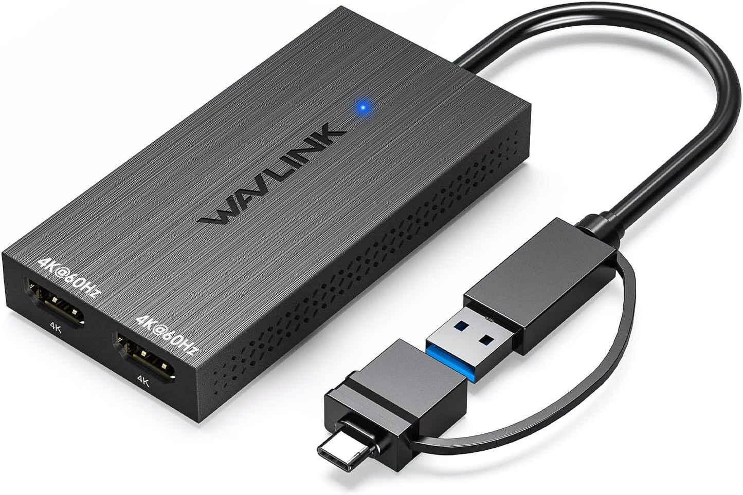 WAVLINK USB-C & USB-A to Dual HDMI Adapter 4K@60Hz for 2 Monitors, DisplayLink Certified, Compatible with Mac M1/M2/M3, Windows, ChromeOS, Android, HarmonyOS (No Linux/iPad/iOS/HDCP)