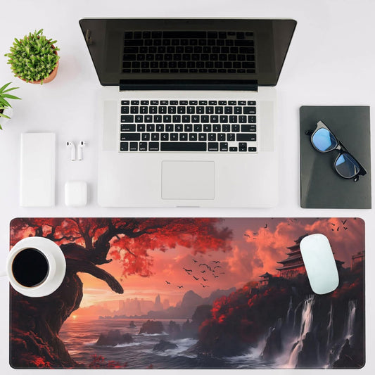 Mouse Pad Large Fantasy Landscape Non-Slip Gaming Desk Mat with Stitched Edge Laptop Keyboard Desk Pad for Work Home Gaming (35.4 x 15.7 Inches)