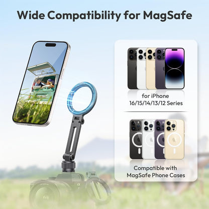 Ulanzi MA07 Magnetic Phone Tripod Mount for Magsafe, Aluminum Camera Phone Mount with 1/4" Screw, Cold Shoe Magnetic Tripod for Camera, Copatibale with iPhone 17/16/15/14/13/12 Series