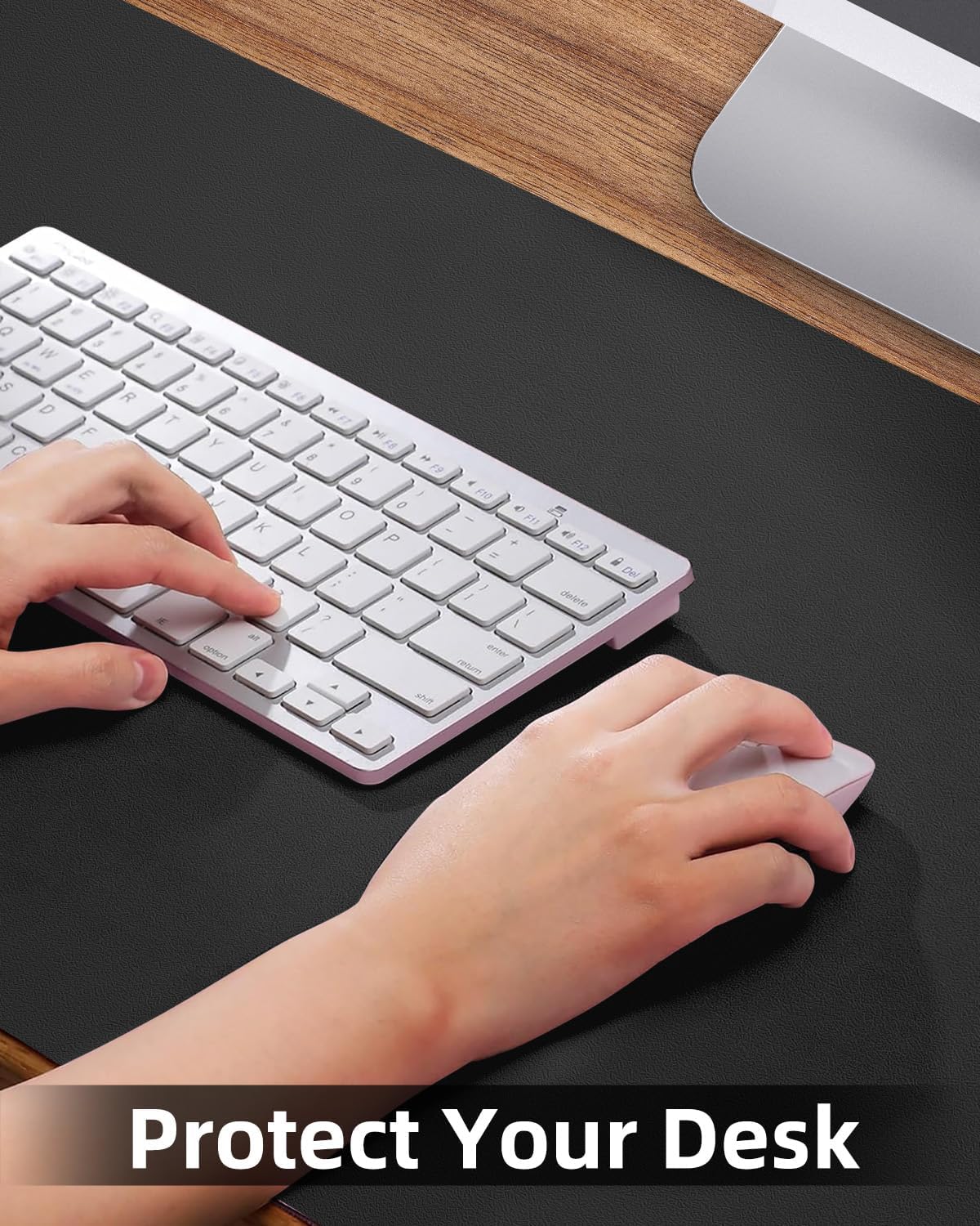 Leather Desk Pad Protector,Large Desk Mat, Mouse Pad, Non-Slip PU Leather Desk Blotter, Laptop Computer Desk Keyboard Mat, Waterproof Desk Writing Pad for Office/Home (Black, 48" x 17")