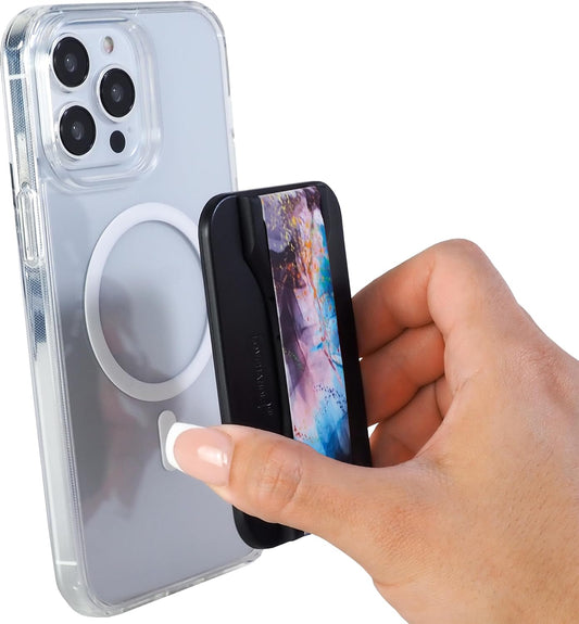 LoveHandle PRO MagSafe Compatible Magnetic Phone Grip w/Kickstand - Mount, Strap and Stand for Smartphone and Tablet - MagSafe Ring Included - Fits All Devices - Requiem