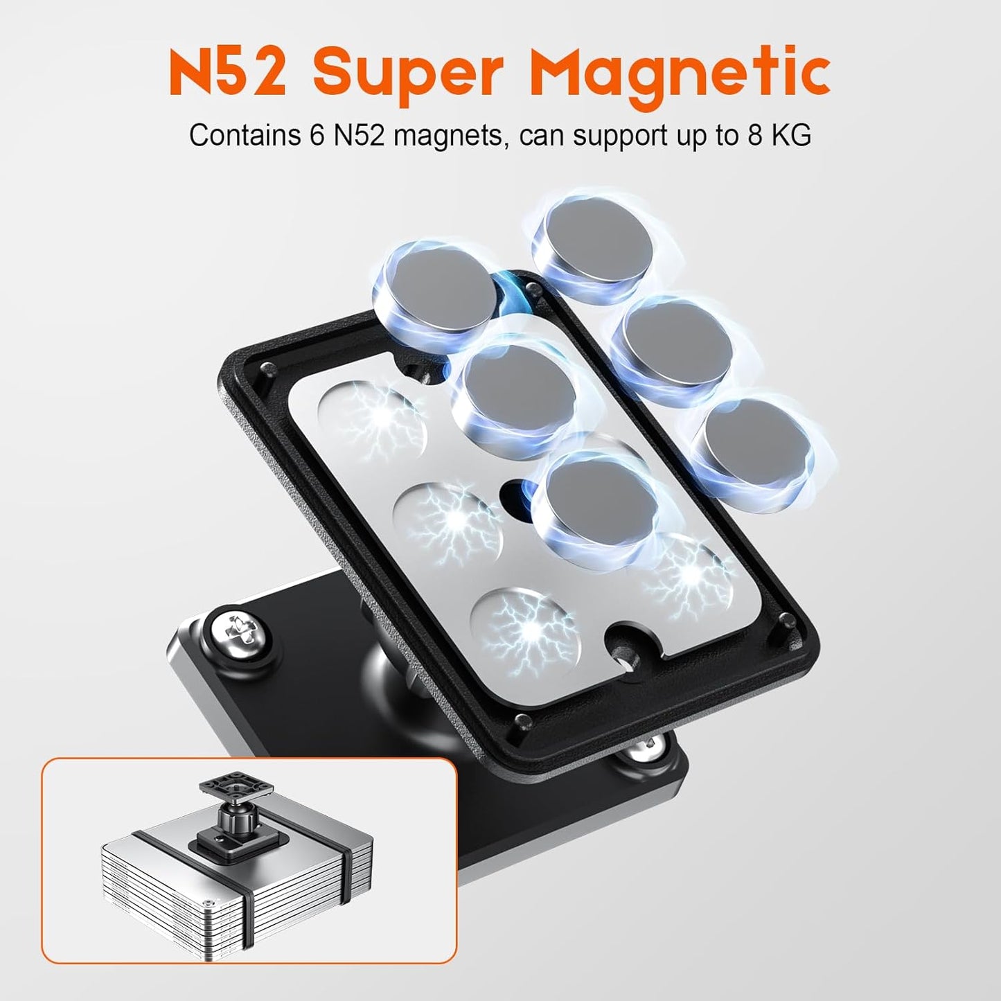 OHLPRO Magnetic Tablet Wall Mount Holder, 360° Rotatable Drilling Base iPad Wall Holder with 2 Metal Plate, Strong Magnet Fits Tablet, Stand for Wall, Boat and Cabinet