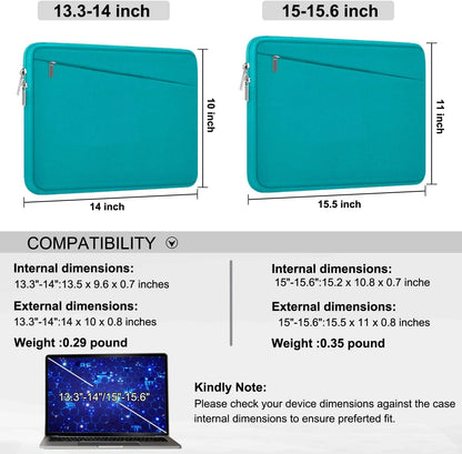 Laptop Sleeve Bag 15.6 inch, Durable Computer Carrying Bag Protective Case Briefcase Handbag with Front Pocket, Slim Laptop Case Cover for 15.6 Inch HP, Dell, Lenovo, Asus, Notebook, Light Blue