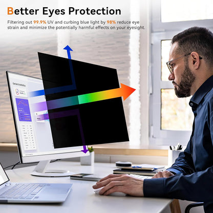 [2 Pack] 28 Inch Computer Privacy Screen for 16:9 Aspect Ratio Widescreen Monitor, Eye Protection Anti Glare Blue Light Computer Monitor Privacy Filter, Removable Anti-Scratch 28in Protector Film