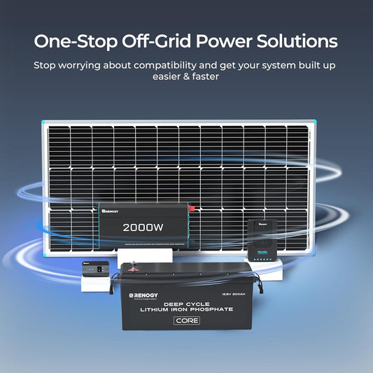 Renogy 12V 200Ah Lithium LiFePO4 Deep Cycle Battery, 5000+Deep Cycles, 200A BMS,Backup Power for Trolling motor, Cabin,Marine, Off-Grid Home Energy Storage-Core Series