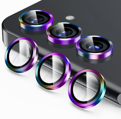 Korecase for Galaxy S25 Plus Camera Lens Protector, 9H Tempered Glass Anti Scratch Camera Screen Protector Shockproof Film Metal Ring Lens Protector for Galaxy S25+Plus,Colorful