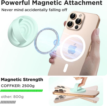 Magnetic Phone Ring Grip Holder, Silicone Finger Loop Grip, Compatible with MasSafe, Back of Phone for iPhone Pro Max/Plus/16/15/15/14/13/12 Series, Mint Green