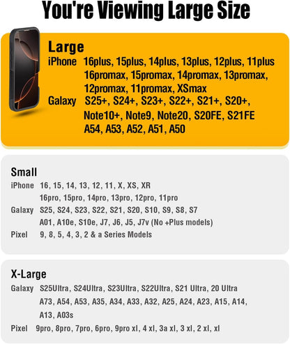 Case for Large iPhone Plus, Pro Max 16 15 14 13 12 11 Xs, Samsung Galaxy S25+ S24+ S23+ S22+ S21+, Cell Phone Belt Holster Clip, ID Card Holder Pouch, Fits Otterbox Case - Black