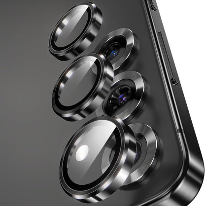 YWXTW Camera Lens Protector for Samsung Galaxy S25+ Plus Accessories [1:1 Fit & Ultra Clarity] 9H Tempered Glass Metal Individual Ring Camera Cover Screen Protector, Case Friendly (Black)