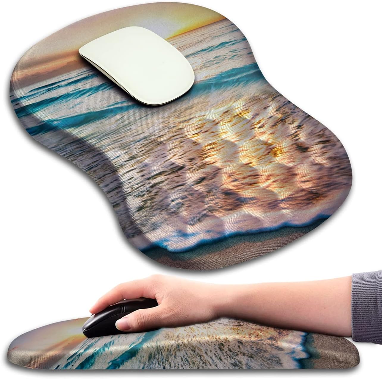 Mouse Pad Wrist Support, Ergonomic Mouse Pad with Massage Dot, Comfortable Computer Mouse Pad for Laptop, Wrist Rest Pain Relief Mousepad with Non-Slip PU Base for Office & Home, 12 x 8 in