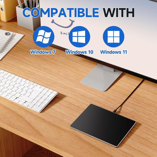 Wired Trackpad for Windows 10/11, High-Precision Multi-Touch Portable Trackpad Mouse with Multi-Gesture, Ultra Slim Aluminum USB Wired Touchpad Mouse, Compatible with PC Laptop Computer - Black