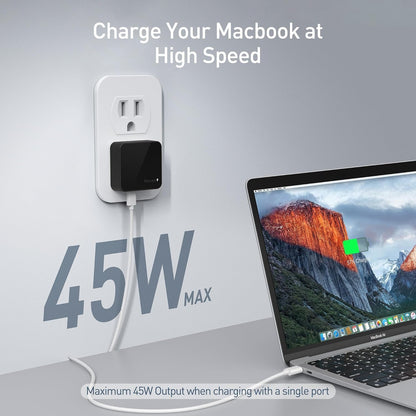 Nekmit Flat USB C Wall Charger, 47W Dual Ports USB C Charger Block, PPS Fast Charging Wall Plug for iPhone 15/15 Pro/15 Pro Max, Galaxy, MacBook Air, iPad, AirPods and More (Black)