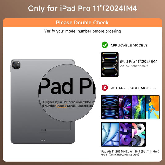 Transparent Case with Keyboard for 2024 iPad Pro 11-inch (M4),with 7-Color Backlit Wireless Keyboard, 360°Rotatable Protective Case Multi-Touch Trackpad,with Pencil Holder,with Shortcuts,White