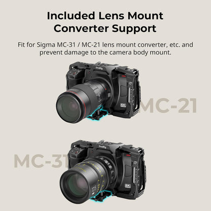 SmallRig Cage for Blackmagic Design Cinema 6K, Only for BMCC 6K, Full/Half Cage Included Lens Mount Converter Support, Anti-Deflection, Anti-Scratch, Full Access Design - 4785