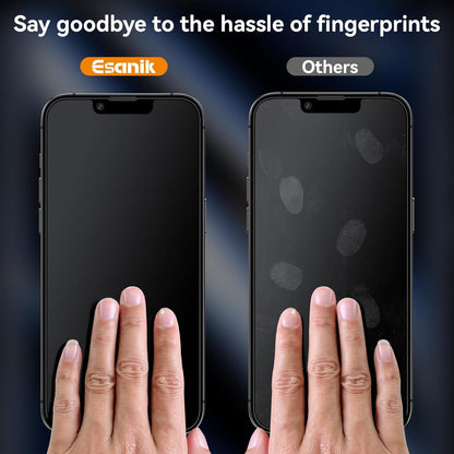 Esanik for iPhone 14 Plus/13 Pro Max Matte Glass Screen Protector [Auto-alignment] Anti-Glare & Anti-Fingerprint,Anti-Reflection,Bubble Free, Smooth as Silk, 2 Pack 9H Glass Screen Cover