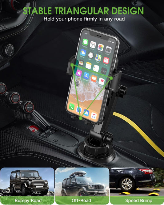 2025 Upgraded Cup Phone Holder for Car, Universal No Shaking Cup Holder Phone Mount with Expandable Base for Car Truck, Adjustable Holders,Compatible with iPhone Samsung All Phones: 1 Pack