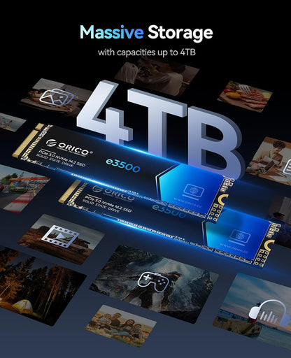 ORICO 1TB M.2 NVMe SSD, PCIe Gen3x4 M2 2280 SSD, Up to 3100MB/s Read & 1900MB/s Write, 3D NAND Flash Internal Solid State Drive with SLC Cache, Compatible with Laptops PC Desktops-e3500