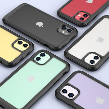 Miracase Glass Series for iPhone 11 Case 6.1 inch, Upgraded Full-Body Rugged Phone Bumper Case Cover with Built-in 9H Tempered Glass Screen Protector and Camera Protector, Black