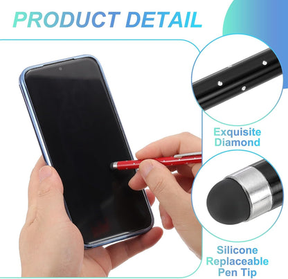 PATIKIL Stylus Pens for Touch Screens, 6 Pcs High Precision Universal Bling Stylus Crystal Metal Capacitive Pen for Touch Screen Devices Phone Tablets Laptop, Black