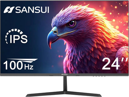SANSUI 24 inch Monitor, IPS Display FHD Computer Monitor, 100Hz Monitor VESA Mount with HDMI Inputs for Home Office (HDMI Cable Included)