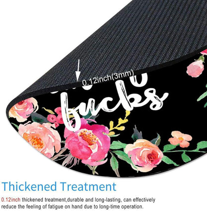 Mouse Pad Floral, Fashion Funny Wording with Flowers Mouse Pad, Waterproof Circular Small Mouse Pads with Designs for Women, Non-Slip Rubber MousePads for Office Laptop