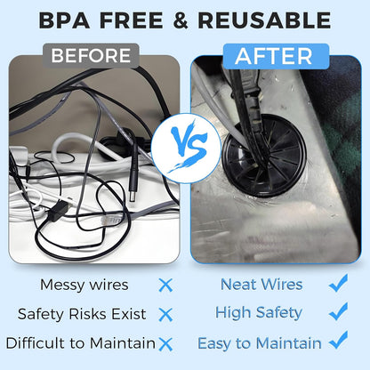 25 Pcs Cable Grommet, Snap Bushing 3/4" (19 mm) Mounting Diameter, Flexible Petal-Shaped Buckle Round Nylon Desk Grommet for Wires Through Countertop Cord Organizer and Protection, Black