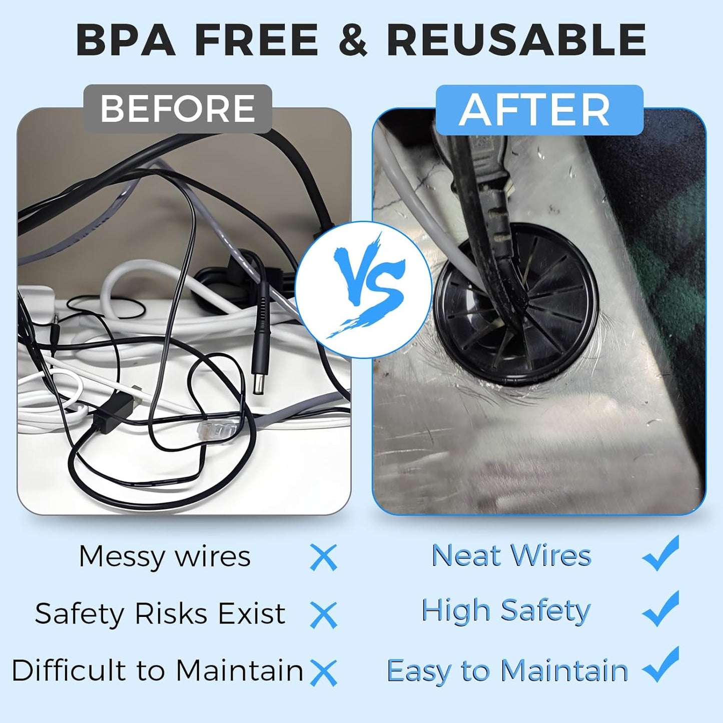 12 Pcs Cable Grommet, Snap Bushing 1-3/16" (30 mm) Mounting Diameter, Flexible Petal-Shaped Buckle Round Nylon Desk Grommet for Wires Through Countertop Cord Organizer and Protection, Black