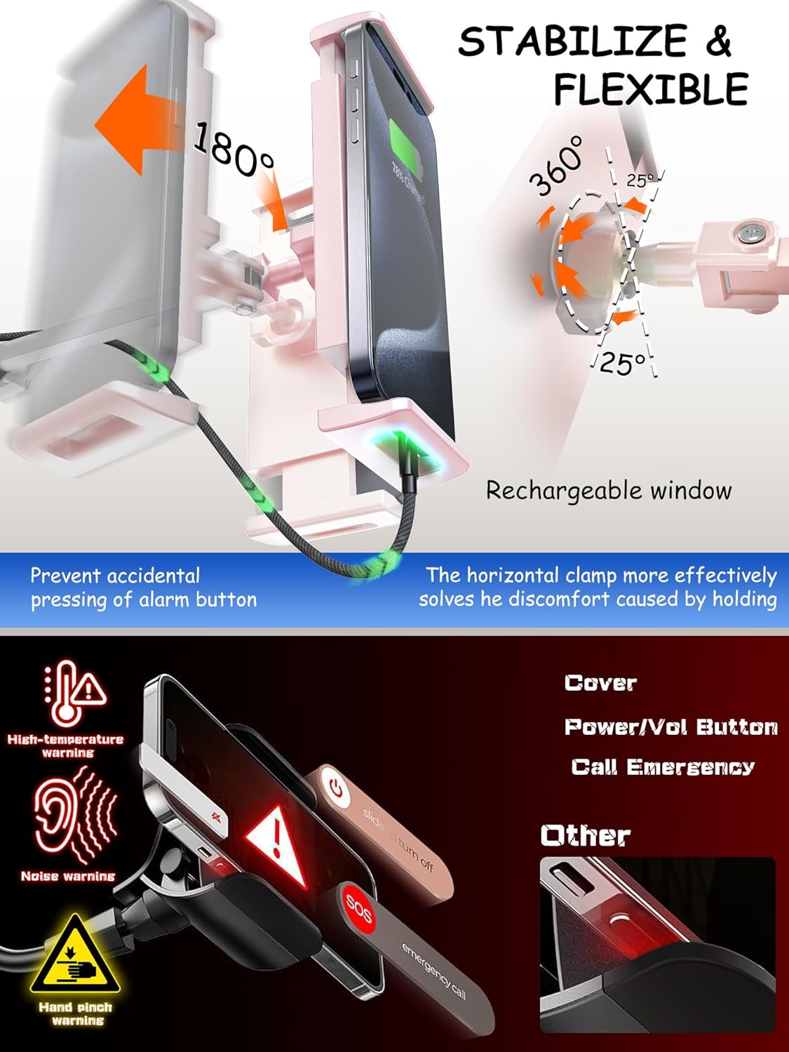 Foldable Tablet Stand, Tablet Mount Adjustable for Bed,Universal Flexible Tablet Holder with 360 Degree Rotation for iPad/iPhoneX/iPad Pro/N-Switch,or Other 4.5~13.5 Inches Devices (Pink)