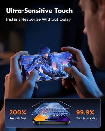 UNBREAKcable 2-Pack Screen Protector for iPhone 15 Pro, Double Shatterproof Tempered Glass [Easy Installation Frame] [9H Hardness] [99.99% HD Clear] [Case Friendly] for iPhone 6.1 inch