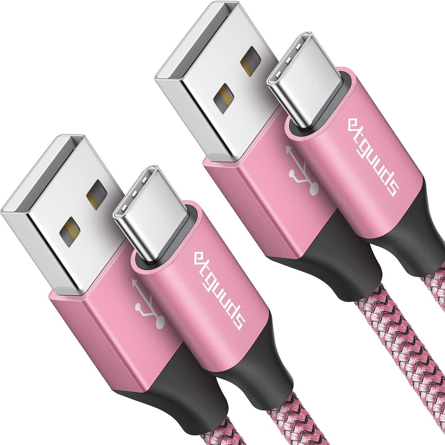 etguuds 4ft USB A to USB C Cable 3A Fast Charging, 2-Pack USB A to USB Type C Charger Cord for iPhone 16 15 Pro/Pro Max/Plus, for Samsung Galaxy S24 S23 S22 S21 S20 S10 A55 A54 Flip Note, Moto, Pink