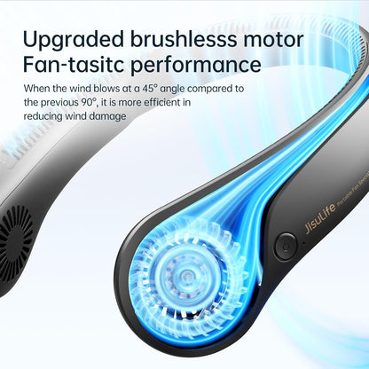 JISULIFE Portable Neck Fan, Hands-Free Bladeless, 5 Speeds, 4000 mAh Battery Operated Wearable Personal Fan, Twistable, Rechargeable, Gift for Women Men-Black