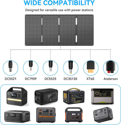 Ecosonique 60W Portable Foldable Solar Panels Charger Fast Charging with USB-C PD3.0 USB-A QC3.0 DC 18V Output ETFE Coating Waterproof for Camping Backpacking Power Station Cell Phones Power Banks