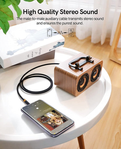 Aux Cord, Audiophile 3.5mm Stereo Audio Cable [2m (6.5 Feet), Silvered-Plated Copper core], Unbreakable and Great for Laptop, Tablets, Headphones, Cars and More.