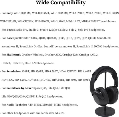 Adhiper Universal Headphone Headband Cover for Sony Beats Bose Soundcore HyperX ATH Skullcandy JBL Jabra, Headband Cover Cushion Protector for Sony XM4, XM5 & Beats Studio Pro/Solo4 Headphones - Black