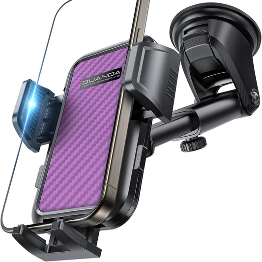 GUANDA TECHNOLOGIES CO., LTD. Dashboard Phone Holders for Your Car, Military Grade Stable, Non-Slip Silicone Carbon Fiber Car Phone Mount, Rotatable Suction Cup for All Phones, Purple