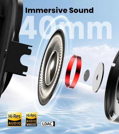 Edifier W80 Over Ear Headphones with -49dB Active Noise Cancelling, LDAC Hi-Res Wired & Wireless, AI Clear Call, Fast Charging, Multipoint Connection, Bluetooth V5.4 - Black