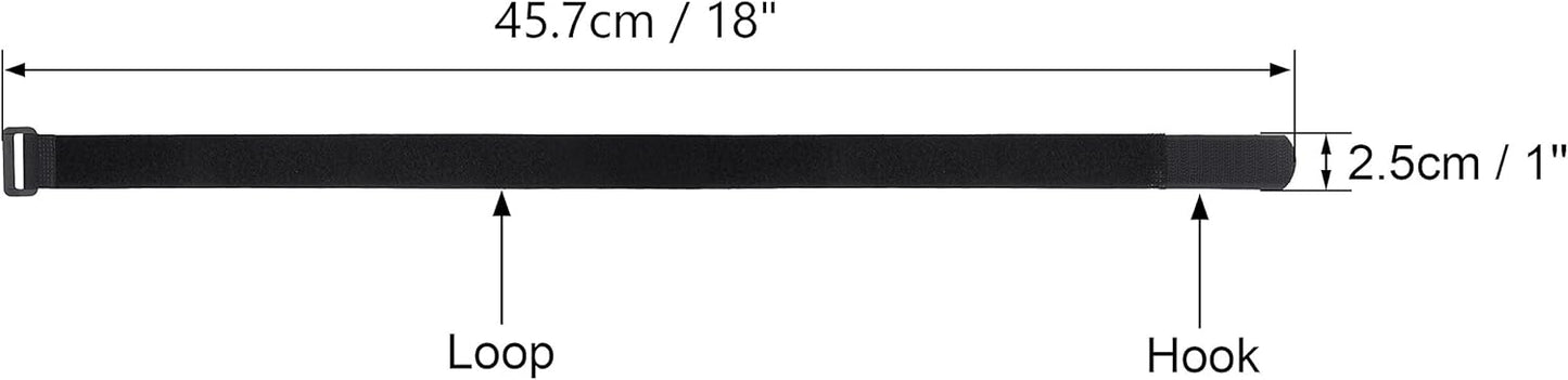 12 Pack 1 x 18 Inches Hook and Loop Reusable Fastening Cable Tie Down Straps by Wisdompro - Reusable, Durable Functional Cinch Strap to Keep Your Home, Office, Workspace from Tangled Messes of Cords