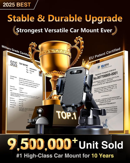 VANMASS [Pro Version] Universal Car Phone Mount [2025 Super Suction Cup] Phone Holder for Car, Cell Phone Car Mount for Windshield Dash Vent Truck Stand for iPhone 16 Pro Max 15 14 13 Samsung Android