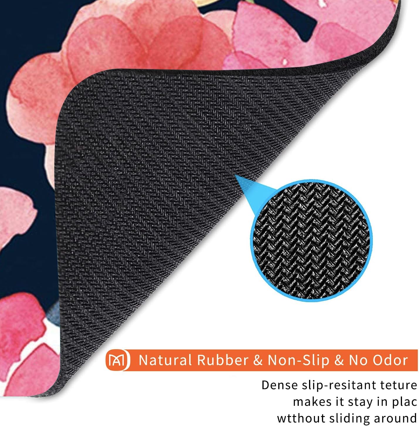 Square Mouse Pad Pink Flower, Personalized Premium-Textured Custom Mouse Mat Design, Washable Mousepad Cloth, Non-Slip Rubber Base Computer Mouse Pads for Wireless Mouse