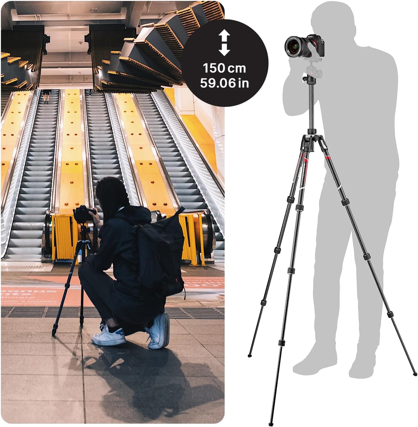 Manfrotto Befree Advanced Twist Camera Tripod Kit, Travel Tripod Kit with Fluid Head and Twist Closure, Portable and Compact, Carbon Camera Tripod for DSLR, Reflex, Mirrorless, Camera Accessories