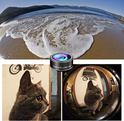 Phone Camera Lens Kit, 11 in 1 Cellphone Lens Kit for iPhone and Android, 0.63X Wide Angle+15X Macro+ 198°Fisheye+Telephoto+CPL/Flow/Radial/Star/Soft Filter+Kaleidoscope Lens