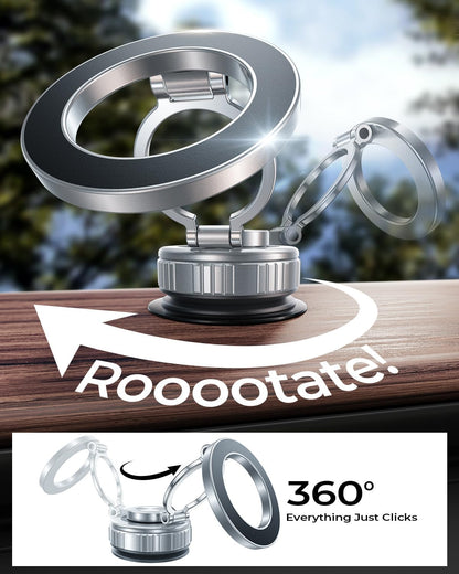 DIMONCOAT 2025 Upgraded 360° Rotation Vacuum Magnetic Phone Holder for Car,for Suction Cup Phone Mount Stand [109+LBS Strongest Suction & Magnetic] Adjustable Swivel Lock, for Your Car/Mirror